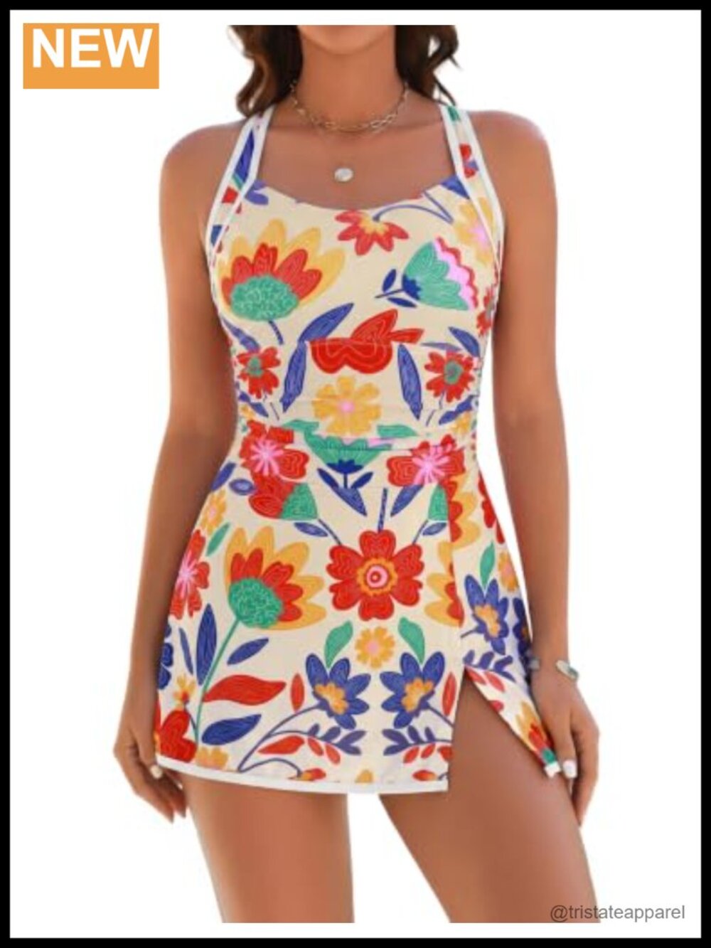 Women's One Piece Swim Dress Tummy Control Nylon Spandex Bathing Suit